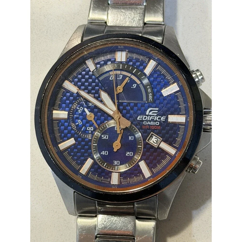 Casio Edifice EFR-530 Men’s Watch Blue Dial Chronograph 100M 48.6mm